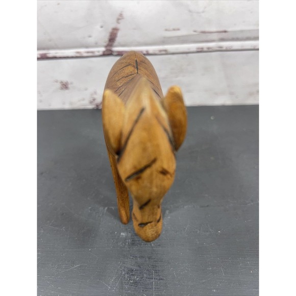 Wood Folk Art Hand Carved Zebra Figurine Sculpture Safari Decor 4.5" - Picture 4 of 8